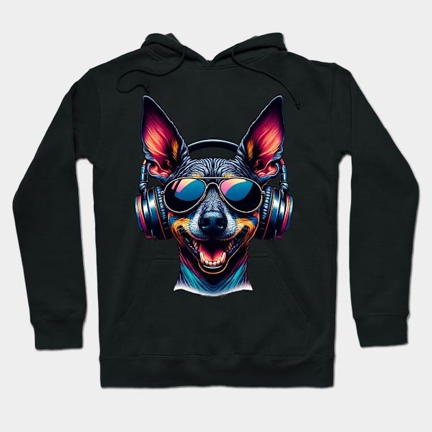 Xoloitzcuintli Smiling DJ in Vibrant Japanese Art Style Hoodie by ArtRUs